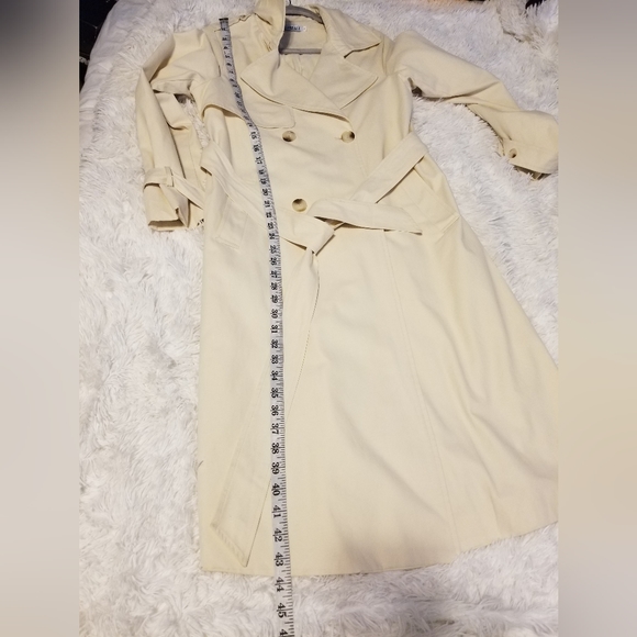 Style State Long Line Collared Trench Coat with Button and Pockets Beige Sz 8 - Picture 5 of 14